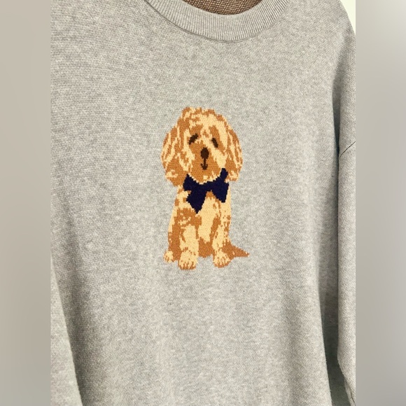 Orange Kiss Women’s Gray Sweater with Golden Puppy Dog Design Size 1X - Picture 2 of 7